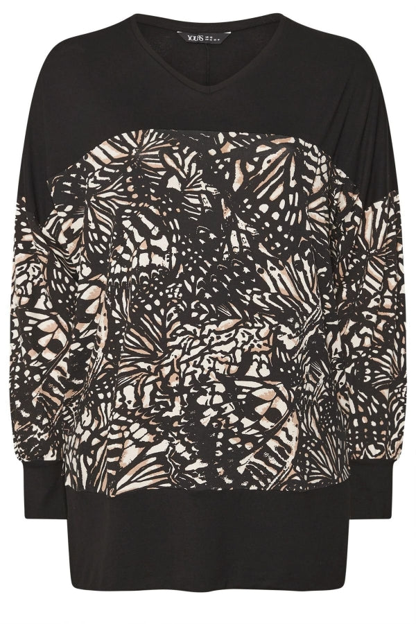 Büyük Beden V Yaka Uzun Kollu Bileği Lastikli Yırtmaçlı Bluz 303724 Vervegrand