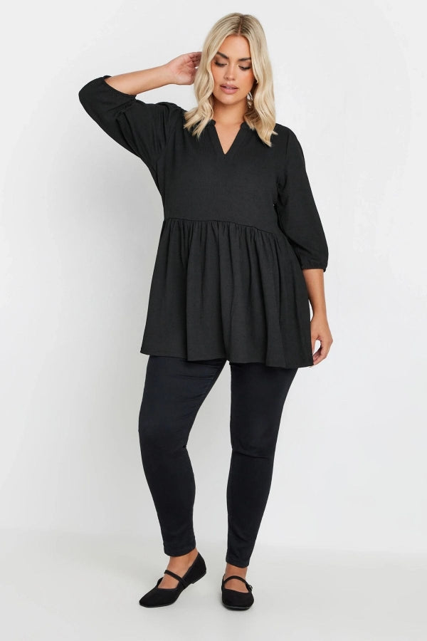 Büyük Beden V Yaka Esnek Kesim Yarım Kollu Eteği Bollaşan Bluz 322214 Vervegrand