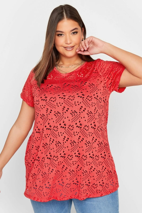 Büyük Beden Dantel Detaylı V Yaka Astarsız Bluz 321027 Vervegrand