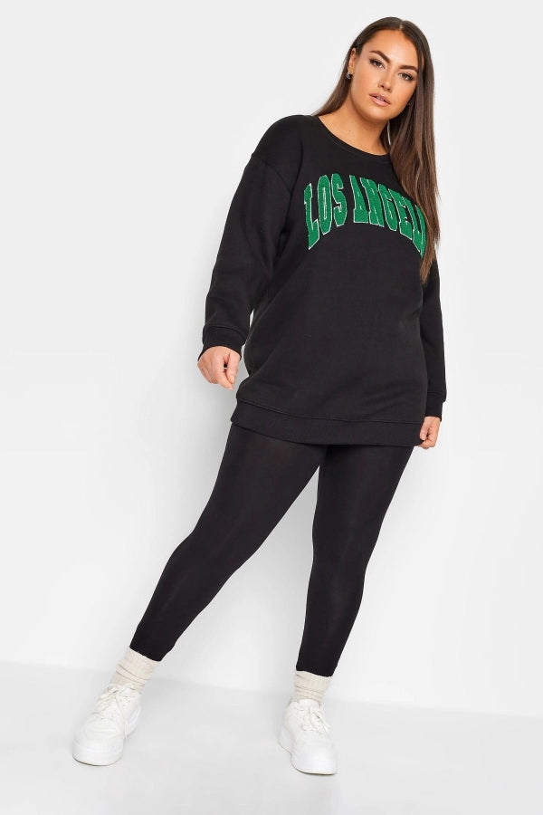 Büyük Beden Bisiklet Yaka Uzun Kollu Baskılı Sweatshirt 302685 Vervegrand