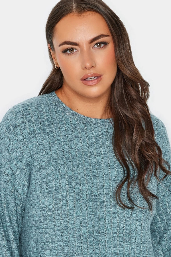 Büyük Beden Bisiklet Yaka Uzun Kollu Örme Kısa Elbise 302611 Vervegrand