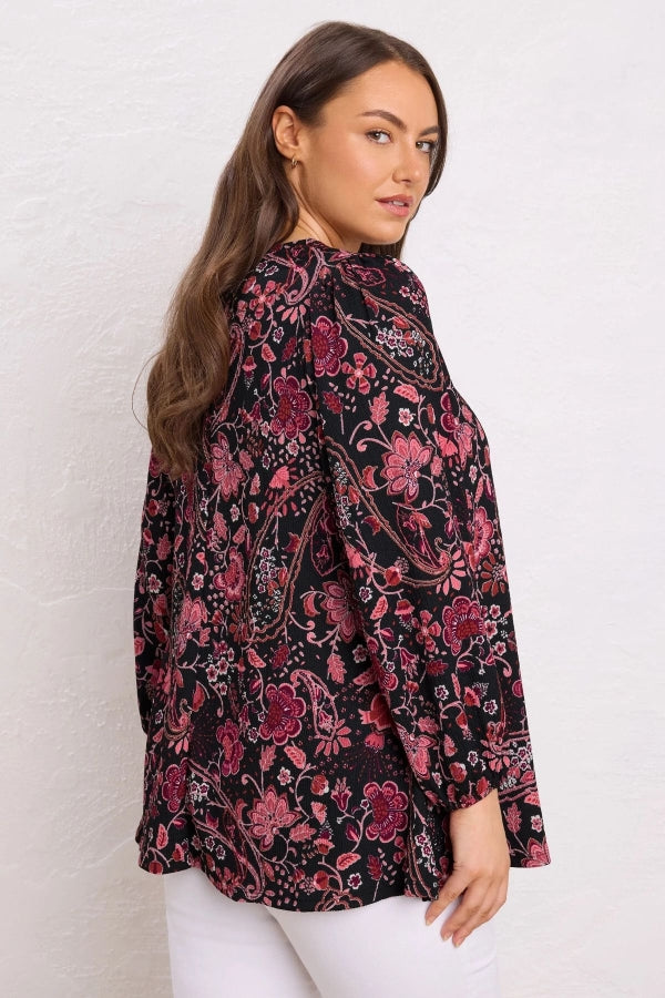 Büyük Beden V Yaka Uzun Kollu İnce Kumaşlı Bluz 615739 Vervegrand