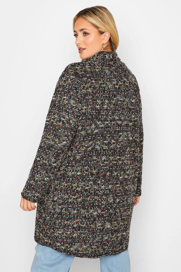 Büyük Beden Dokulu Uzun Kollu Düğmesiz Uzun Kesim Hırka 301571 Vervegrand