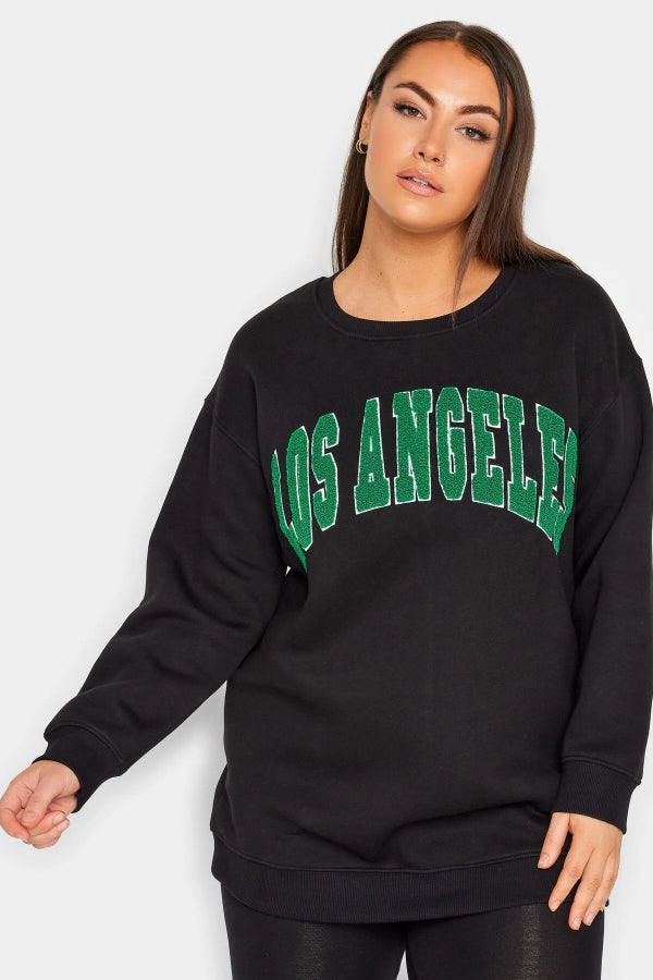 Büyük Beden Bisiklet Yaka Uzun Kollu Baskılı Sweatshirt 302685 Vervegrand