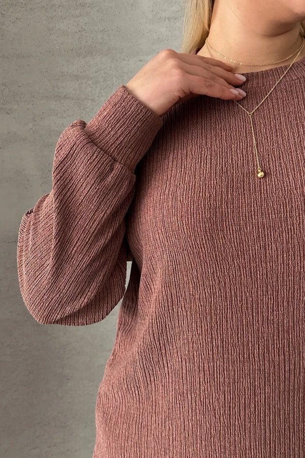 Büyük Beden Uzun Kollu Bisiklet Yaka Düz Kesim Elbise 100-189 Vervegrand