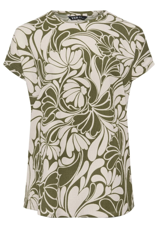 Büyük Beden Bisiklet Yaka Kısa Kollu Desenli Bluz 321994 Vervegrand