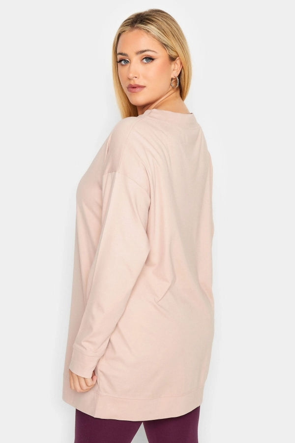 Vervegrand büyük beden pudra sweatshirt detay çekimi