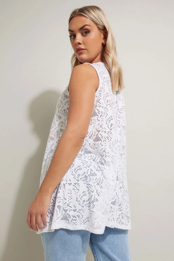 Büyük Beden V Yaka Sıfır Kol Astarsız Dantel Bluz 304098 Vervegrand