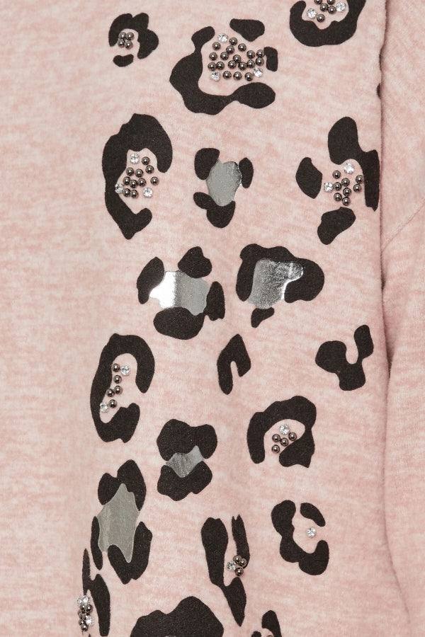 Büyük Beden Yumuşak Dokulu Leopar Baskılı Uzun Kollu Kazak 322299 Vervegrand