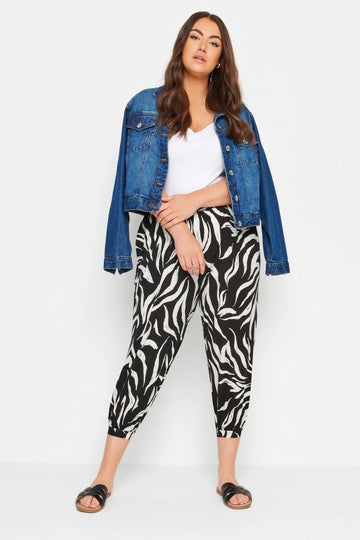 Vervegrand büyük beden zebra desenli lastikli jogger pantolon kombin