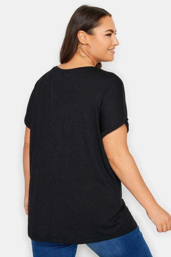 Büyük Beden Bisiklet Yaka Kısa Kollu Metalik Baskılı T-shirt 302894 Vervegrand