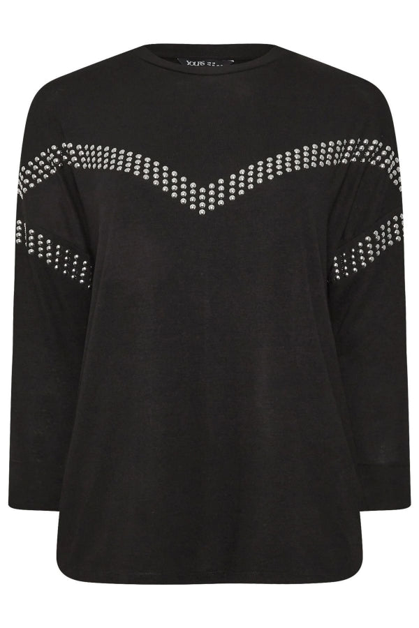 Büyük Beden Bisiklet Yaka Uzun Kollu Pul İşlemeli Bluz 322183 Vervegrand