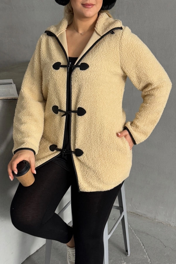 Vervegrand kışlık büyük beden peluş mont detay