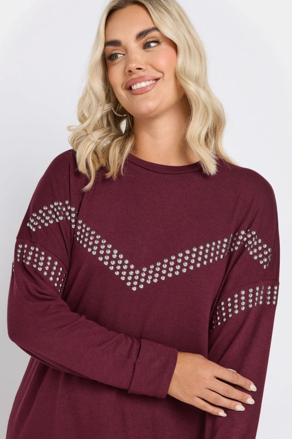 Büyük Beden Bisiklet Yaka Uzun Kollu Pul İşlemeli Bluz 322184 Vervegrand