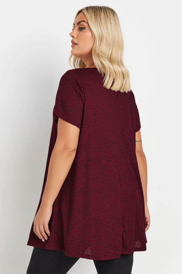 Büyük Beden Bisiklet Yaka Yarım Kollu Fitilli İnce Bluz 303619 Vervegrand