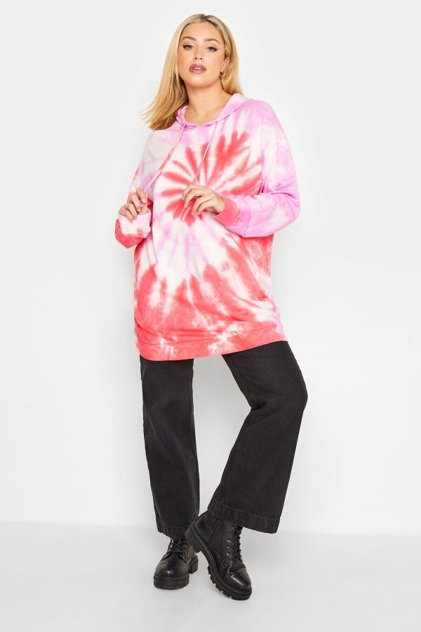 Büyük Beden Batik Desen Uzun Kollu Kapüşonlu Sweatshirt 301590 Vervegrand