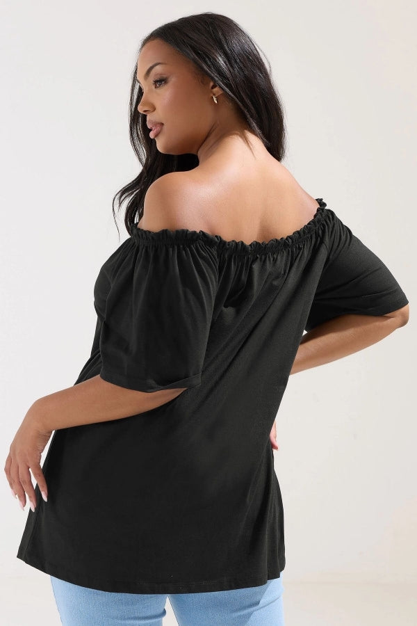 Büyük Beden Düşük Omuz Düğme Detaylı Straplez Bluz 322704 Vervegrand