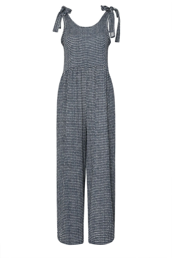 Büyük Beden Bol Paça Askıları Bağlamalı Kare Desenli Maxi Tulum 160362 Vervegrand