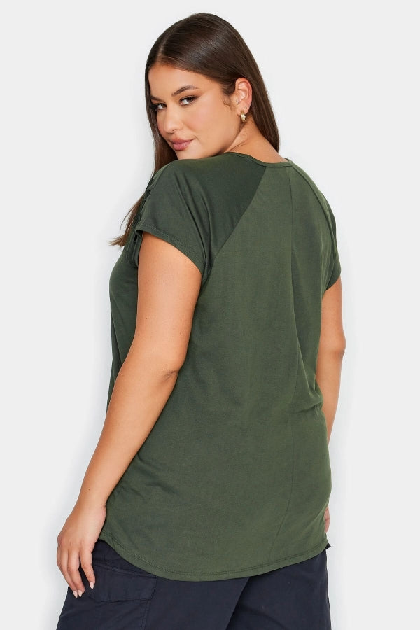 Büyük Beden Kol Detaylı Kuru Kafa Baskılı Bisiklet Yaka T-shirt 321124 Vervegrand
