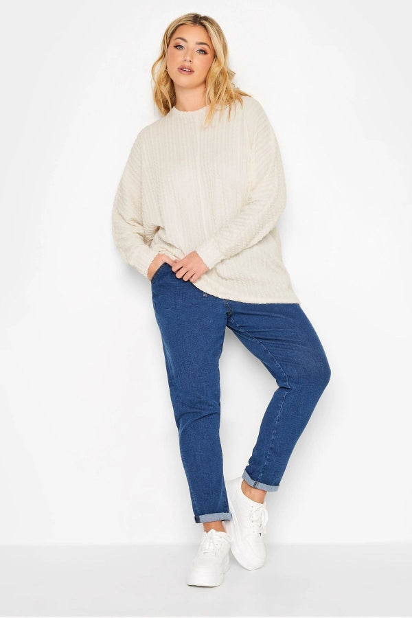 Büyük Beden Bisiklet Yaka Uzun Yarasa Kol İnce Bluz 301718 Vervegrand