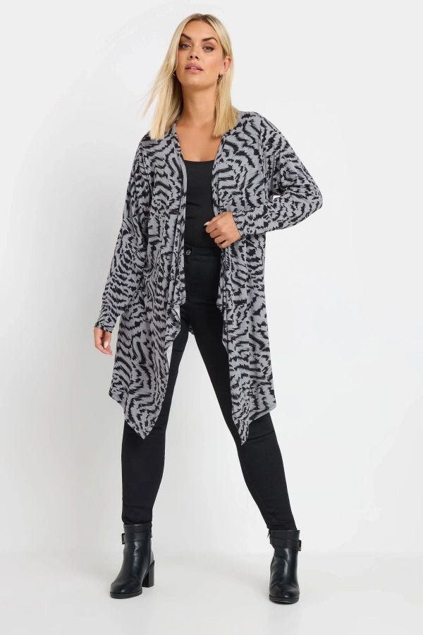 Büyük Beden Önü Kapamasız Uzun Kollu Asimetrik Kesim İnce Hırka 303692 Vervegrand