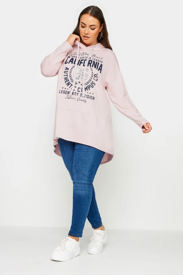 Büyük Beden Uzun Kollu Arkası Uzun Baskılı Kapüşonlu Sweatshirt 301954 Vervegrand