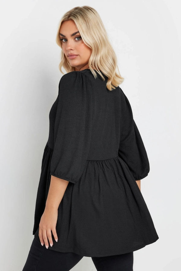 Büyük Beden V Yaka Esnek Kesim Yarım Kollu Eteği Bollaşan Bluz 322214 Vervegrand