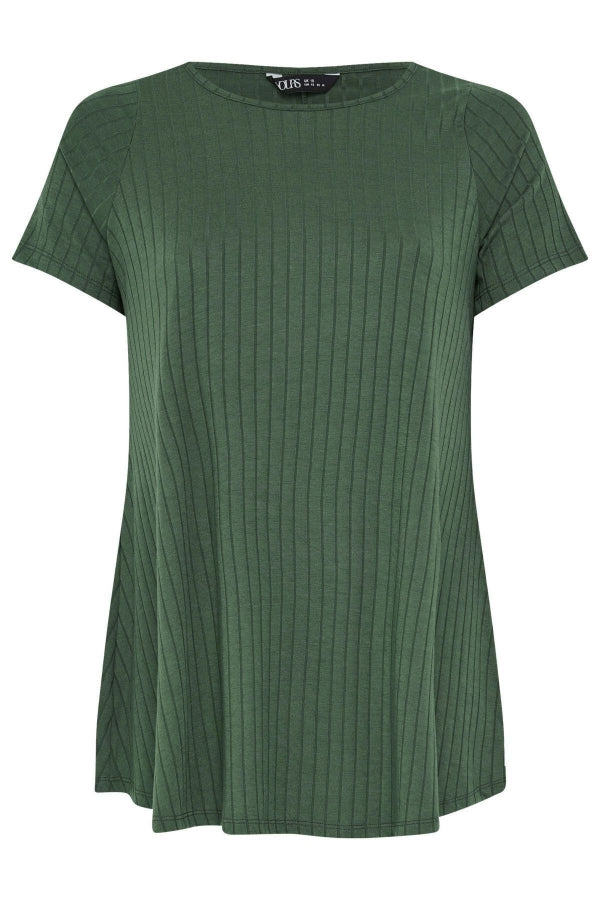 Büyük Beden Bisiklet Yaka Kısa Kollu Fitilli Bluz 303257 Vervegrand