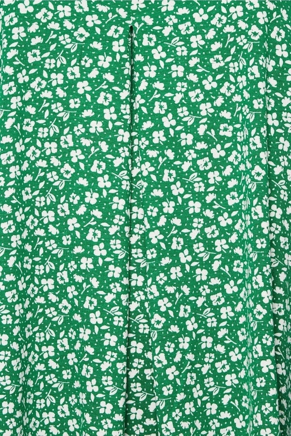 Büyük Beden Sıfır Kol V Yaka Eteği Bollaşan Çiçek Desenli Bluz 302068 Vervegrand