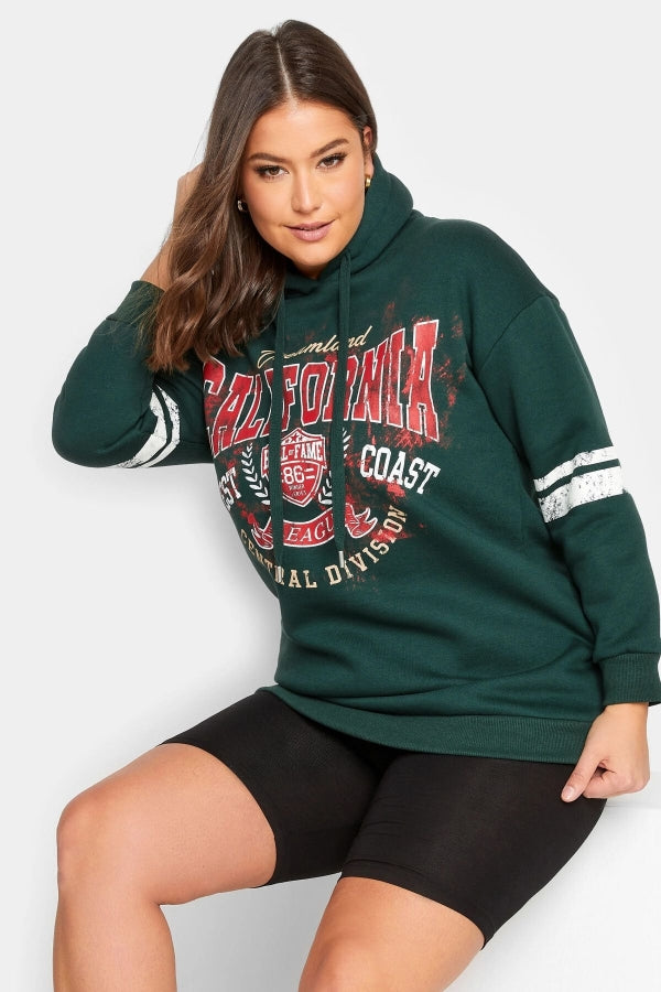 Büyük Beden Kolları Şeritli Kapüşonlu Uzun Kollu Sweatshirt 301945 Vervegrand