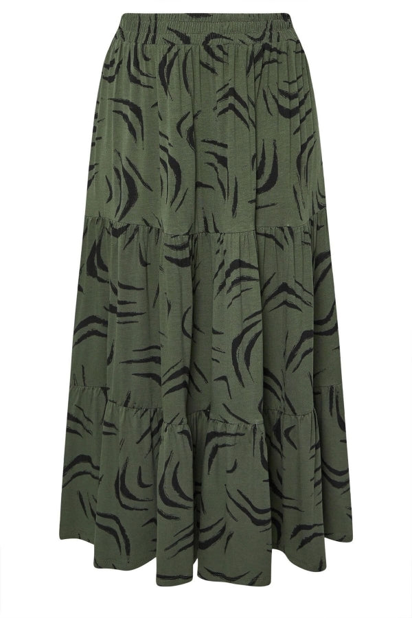 Büyük Beden Bürümcük Kumaş Çiçek Desenli Beli Lastikli Etek 304236 Vervegrand