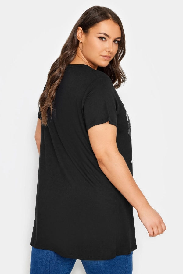 Büyük Beden Bisiklet Yaka Kısa Kollu Baskılı T-shirt 302268 Vervegrand