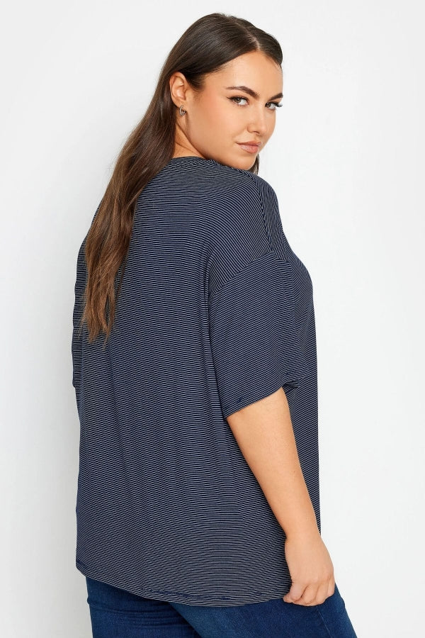 Büyük Beden Bisiklet Yaka Yarım Kollu Uzun Kesim T-shirt 302546 Vervegrand