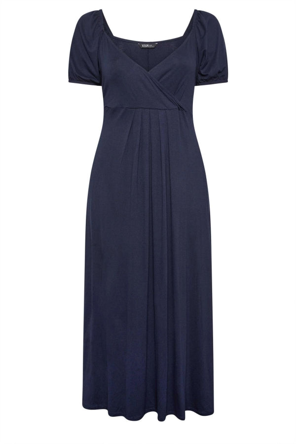 Büyük Beden Göğüs Dekolteki V Yaka Beli Lastikli Maxi Elbise 302970 Vervegrand