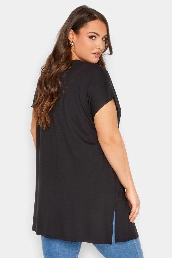 Büyük Beden Yırtmaç Detaylı Düğmesiz Esnek Kumaş Kısa Kollu Hırka 320879 Vervegrand