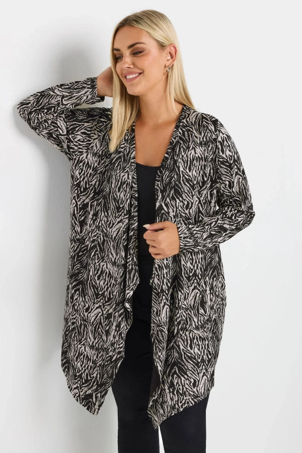 Büyük Beden Önü Kapamasız Uzun Kollu Asimetrik Kesim İnce Hırka 303693 Vervegrand