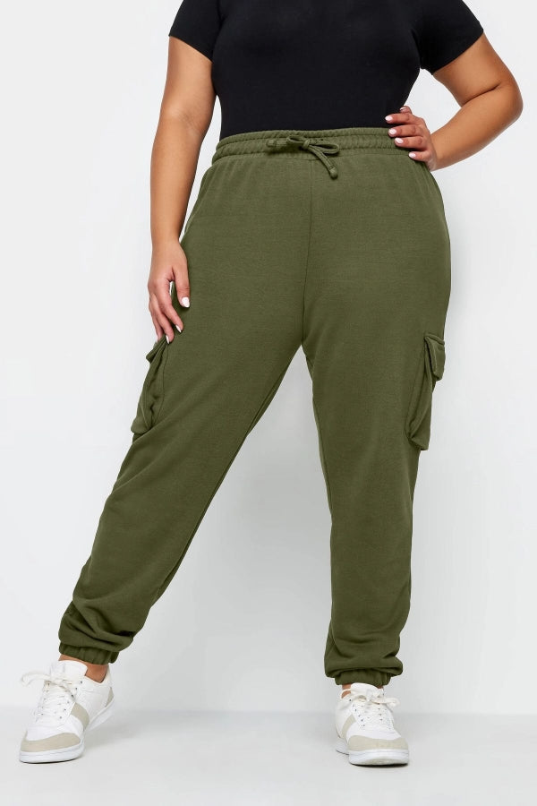 Sportif lastikli paça detaylı haki jogger pantolon