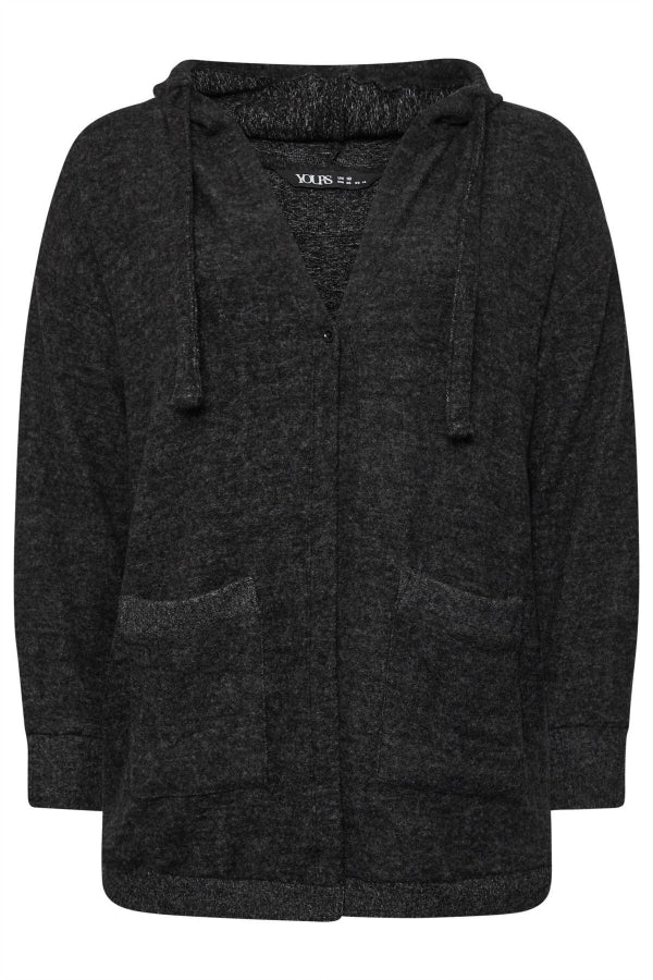 Büyük Beden Soft Touch Kapüşonlu Uzun Kollu Cepli Hırka 303593 Vervegrand