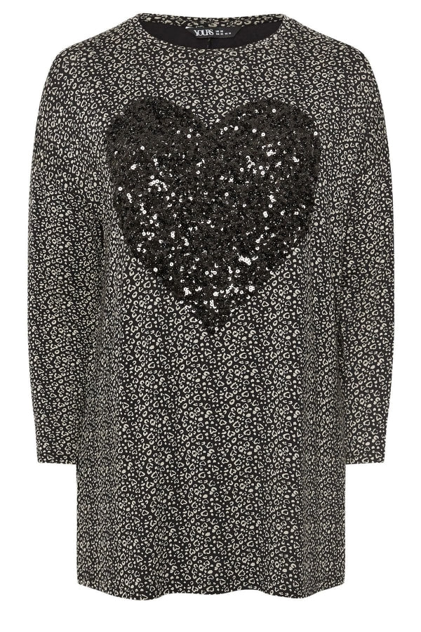 Büyük Beden Yırtmaç Detaylı Puantiyeli Payetli Uzun Kollu Bisiklet Yaka Bluz 322269 Vervegrand