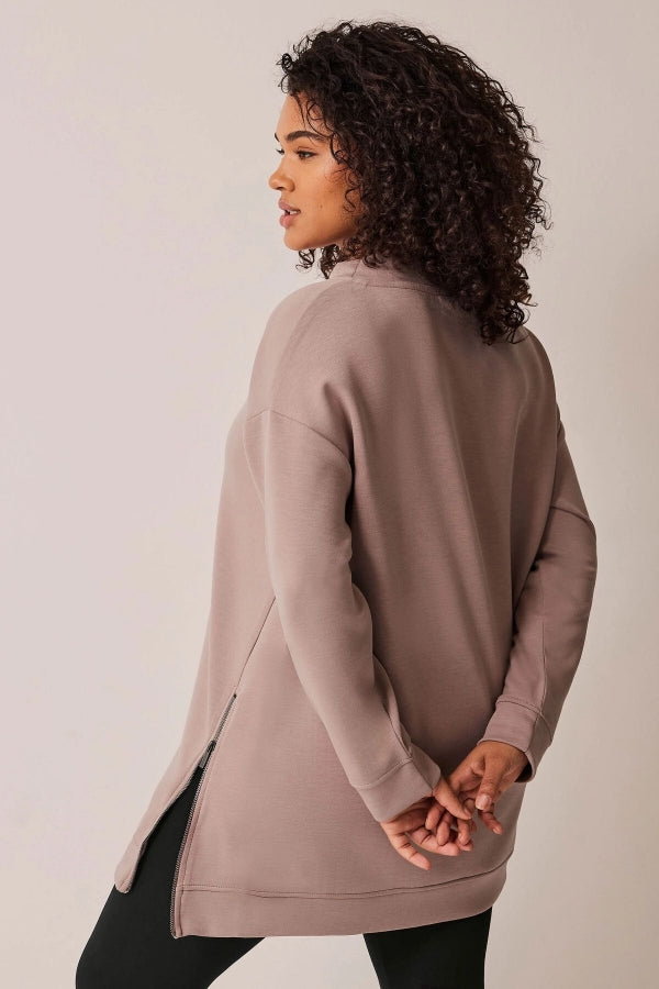 Büyük Beden Bisiklet Yaka Uzun Kollu Fermuar Detaylı Sweatshirt 615117 Vervegrand