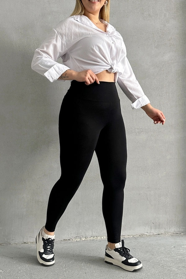 Büyük Beden Yüksel Bel Vücudu Saran Spor Tayt 038396 Vervegrand