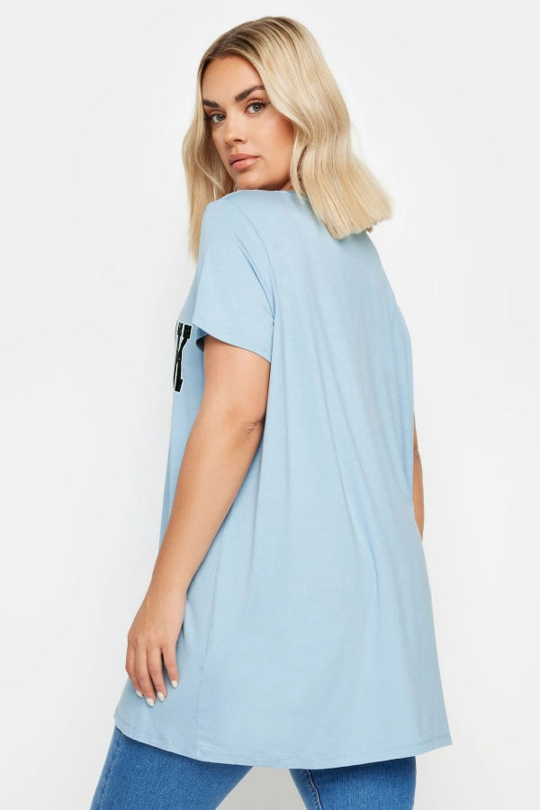 Büyük Beden Bisiklet Yaka Kısa Kollu Baskılı T-shirt 302278 Vervegrand