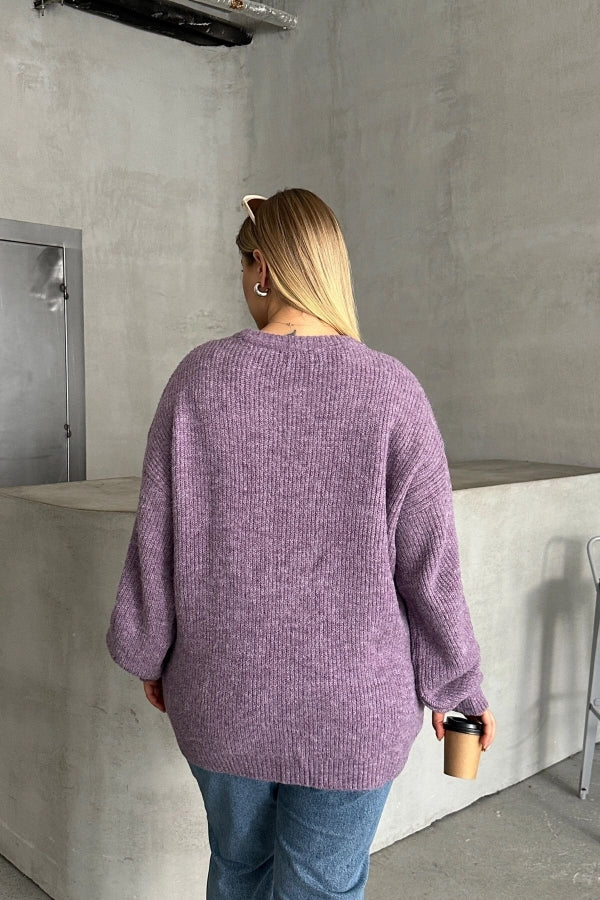 Büyük Beden Bisiklet Yaka Uzun Kollu Triko Kazak 301440 Vervegrand