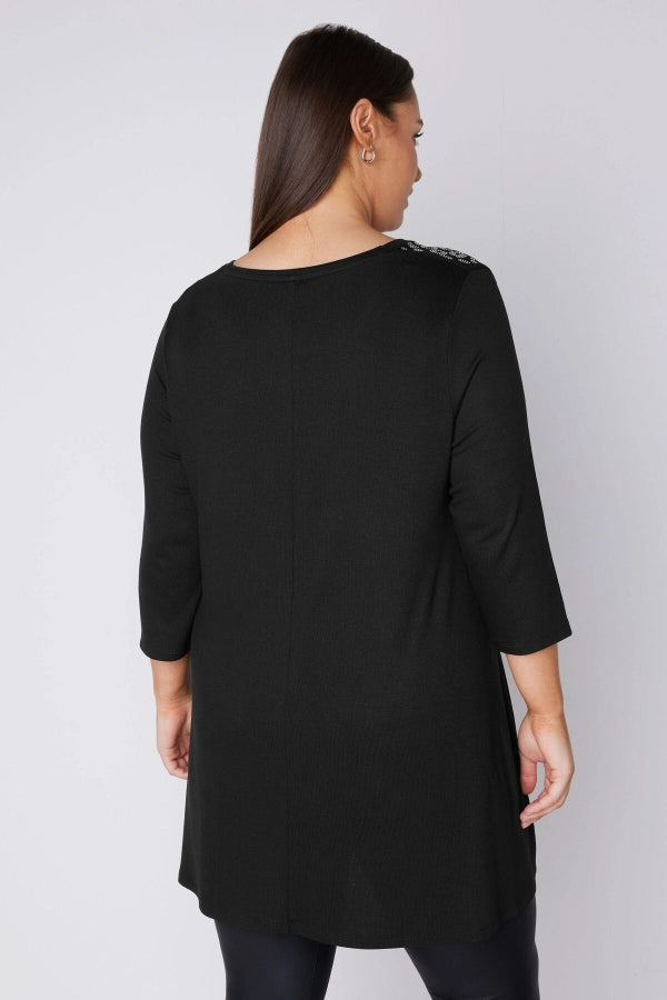 Büyük Beden V Yaka Fakir Kol İşleme Detaylı Bluz 615156 Vervegrand