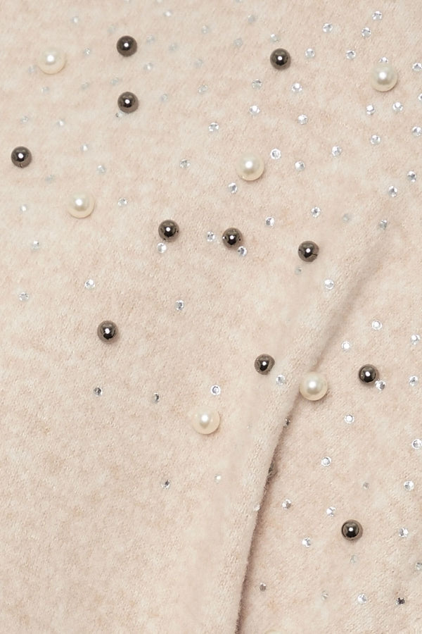 Büyük Beden V Yaka Uzun Kollu Omzu Boncuk İşlemeli Kazak 322301 Vervegrand