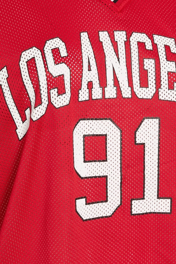 Büyük Beden V Yaka Kısa Kollu Baskılı File T-shirt 303494 Vervegrand