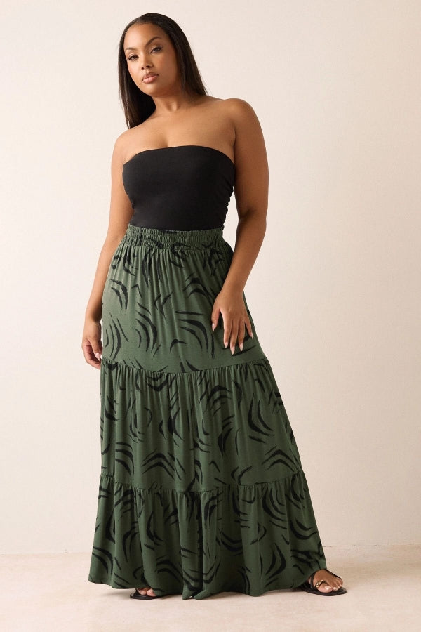 Büyük Beden Bürümcük Kumaş Çiçek Desenli Beli Lastikli Etek 304236 Vervegrand