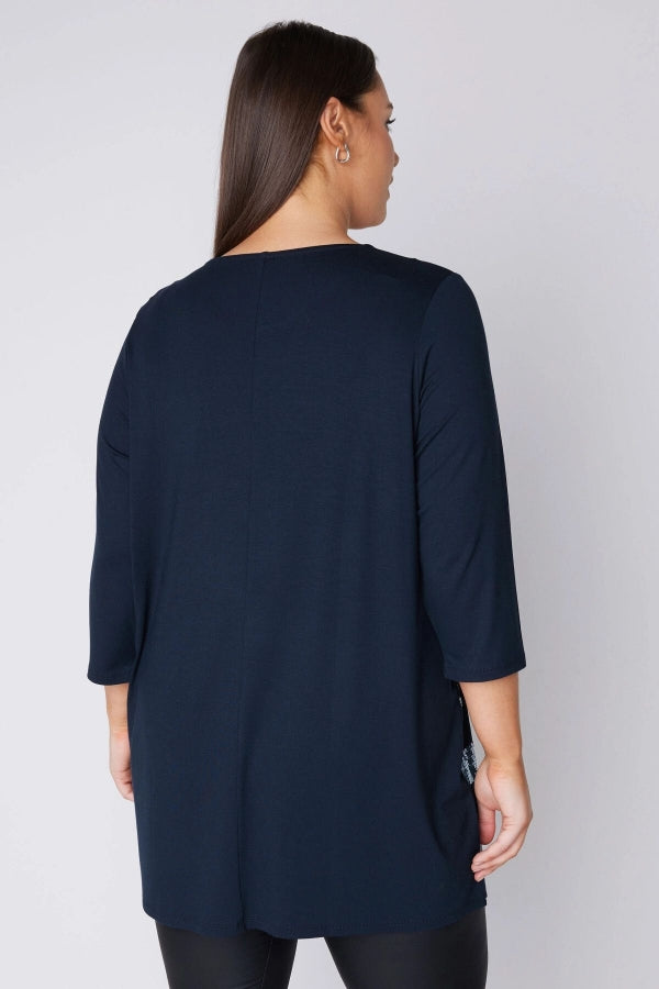 Büyük Beden Bisiklet Yaka Payet İşlemeli Yarım Kol Bluz 615141 Vervegrand