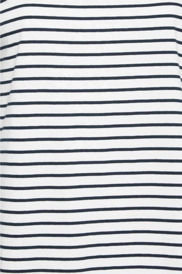 Büyük Beden Bisiklet Yaka Kısa Kollu Yırtmaç Detaylı Çizgili T-shirt 301617 Vervegrand