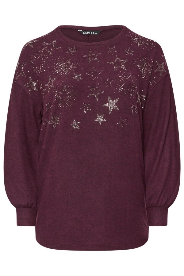 Büyük Beden Uzun Kollu Bisiklet Yaka Yıldız Taş İşlemeli Kazak 285036 Vervegrand